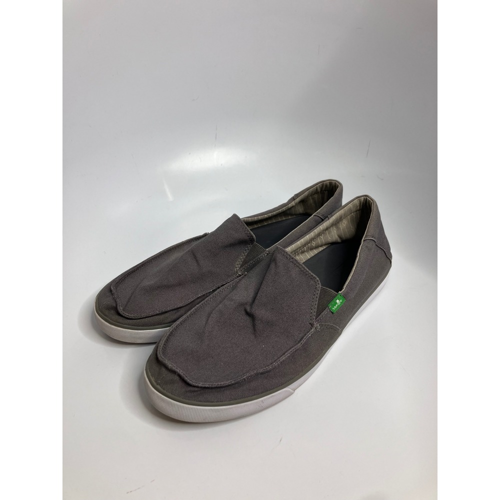 Sanuk Sidewalk Surfer Mens 12 Gray Excellent Canvas Slip On Loafer SMF10668